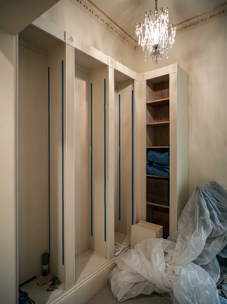 restoration of bookshelves & picture frames — before