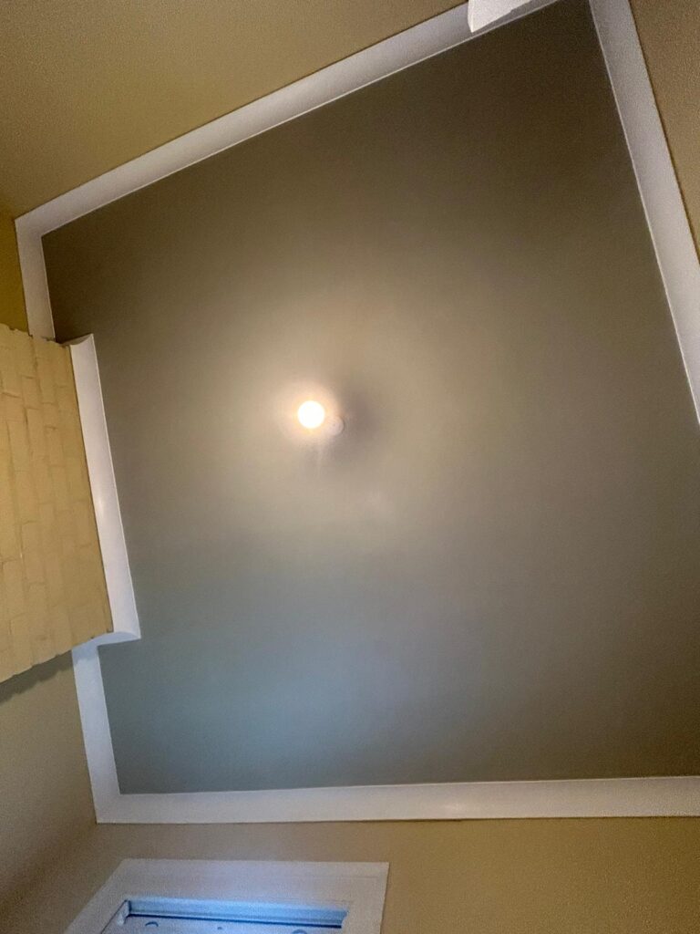 Painted ceiling and white trim